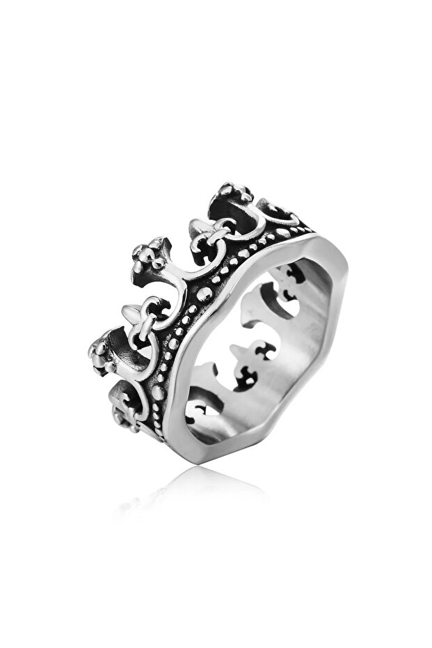 Silver 9 Classic Retro Crown King Ring Personalized Creative Fashion Trend Punk Ring Men and Women N