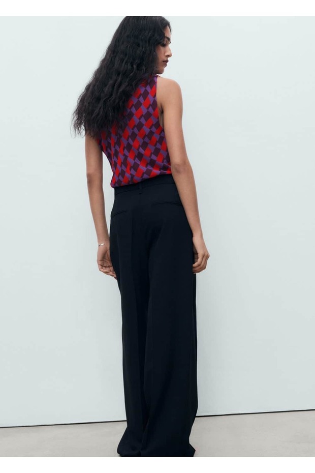 Drapeli yaka baskılı bluz - 4