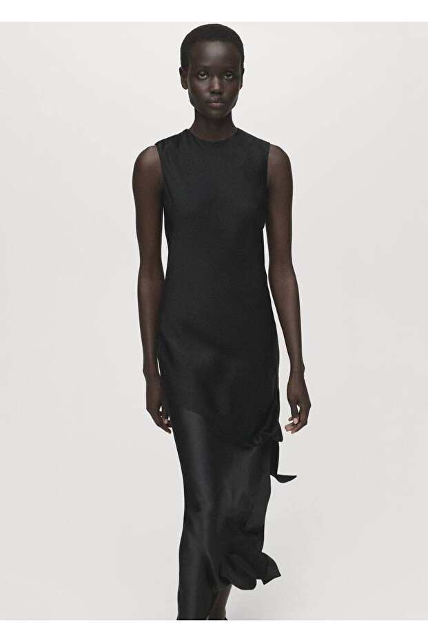 Saten asimetrik bluz - 5