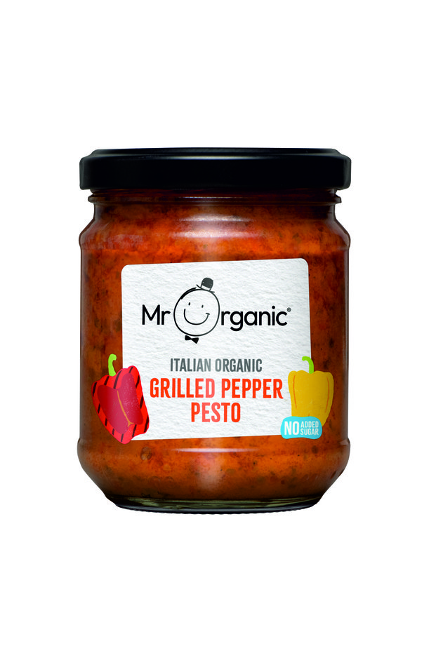 Mr Organic, Organic NAS Grilled Pepper Pesto 130g - Gluten Free & Vegan - No Added Sugar