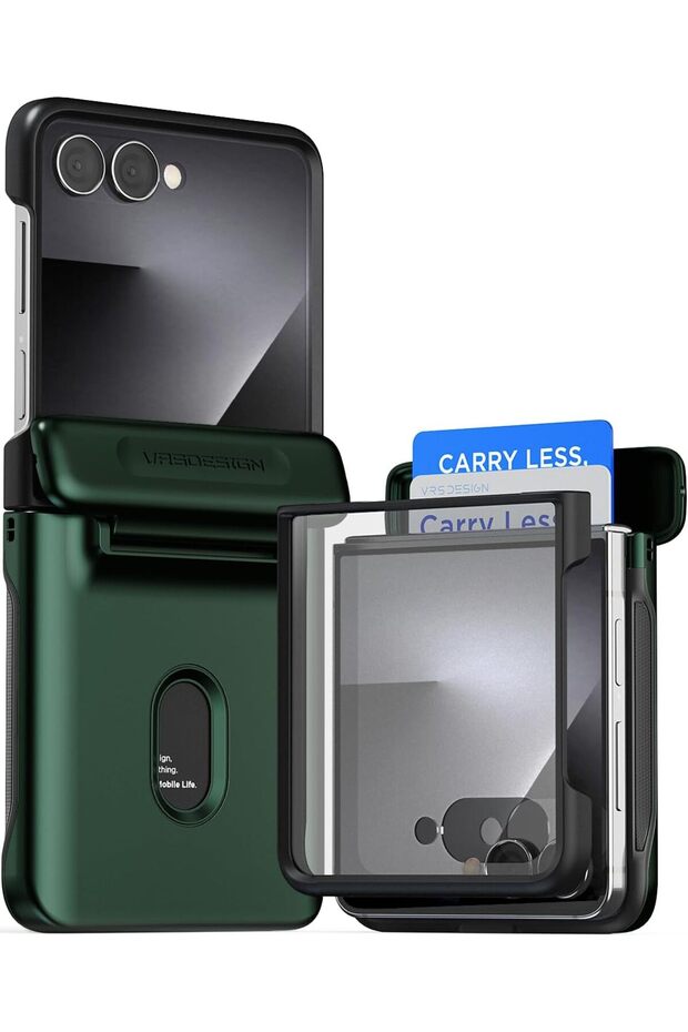 Terra Guard Modern Go for Samsung Galaxy Z Flip 7 case 2 Card Holder Slot Metallic Green