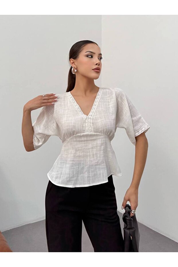 dantel detaylı bluz - 2