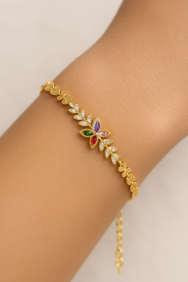 Steel Zircon Stone Detailed Bracelet