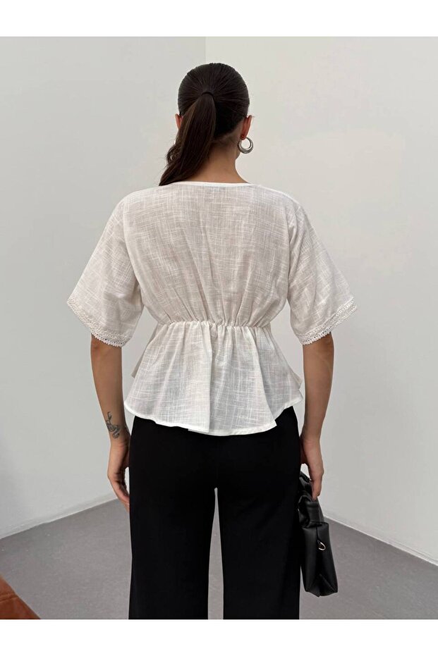 dantel detaylı bluz - 3