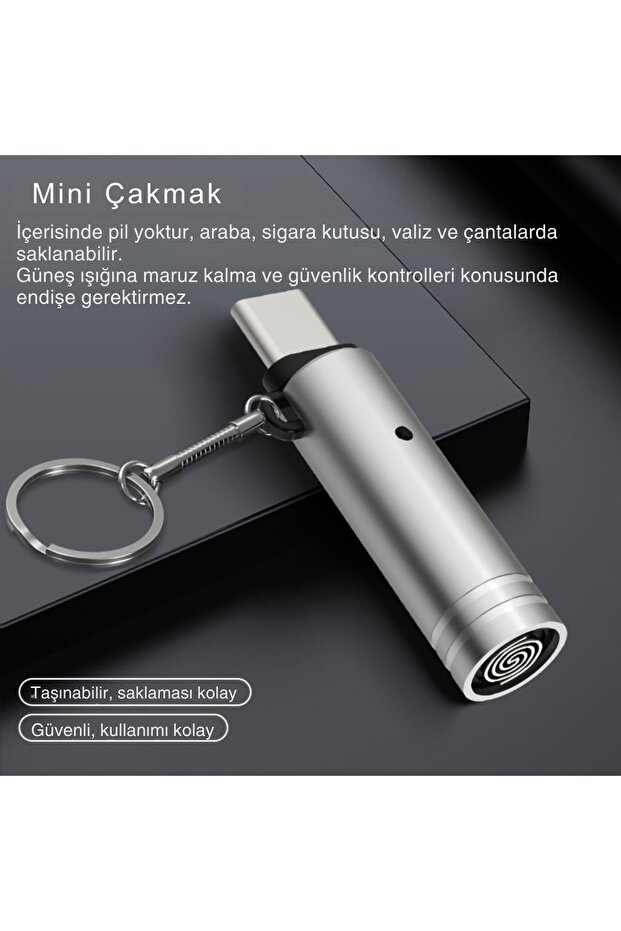 Siyah Type C Çakmak Yeni Nesil Tak Çalıştır Telefon Ile Çalışan Çakmak Usb Girişli Elektronik Çakmak - 8