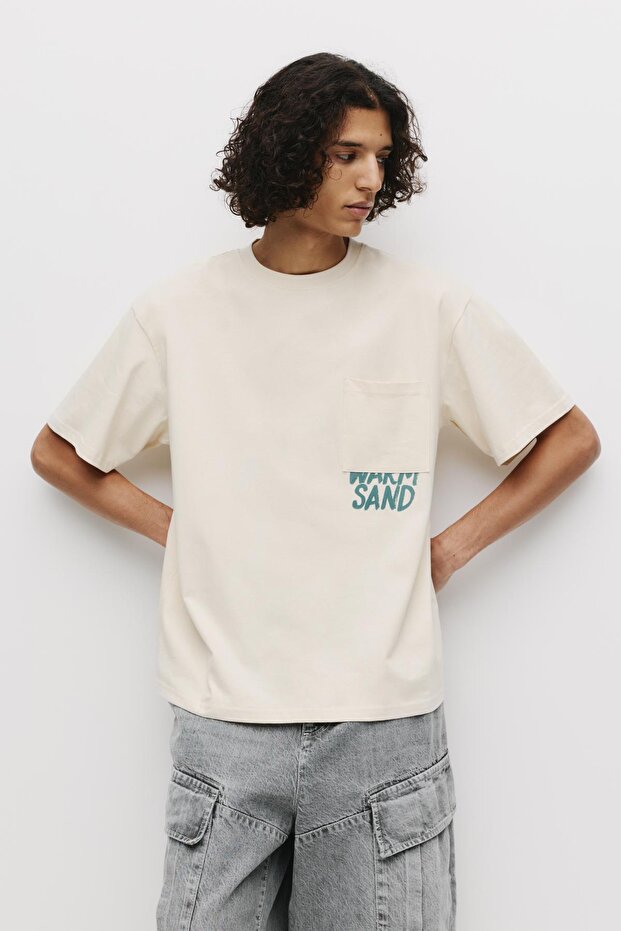 Bej cepli tişört - 2