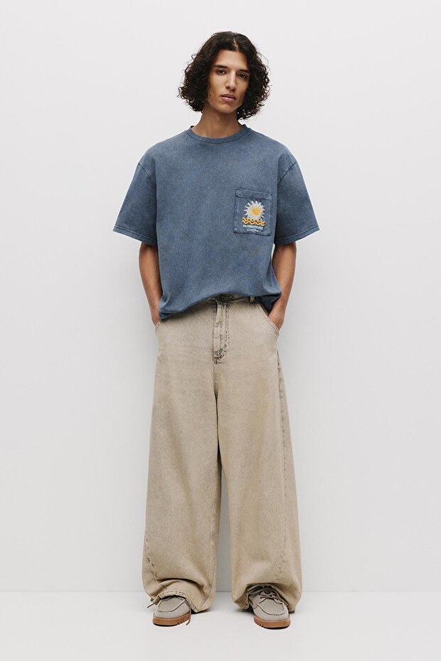 Güneş desenli cepli tişört - 3