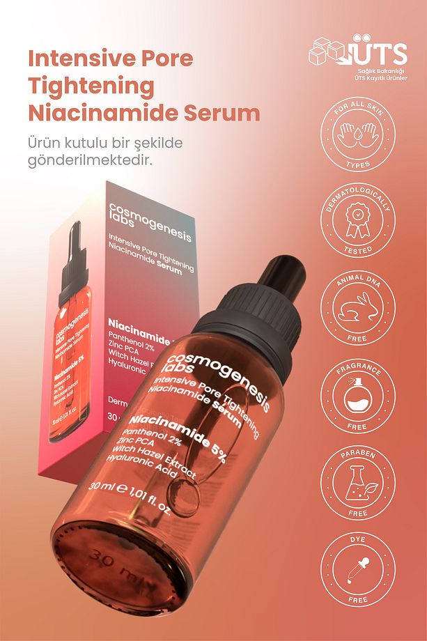Niacinamide Serum 30ml - Siyah Nokta Karşıtı, Gözenek Sıkılaştırıcı Vegan (%5 NİASİNAMİD) - 6