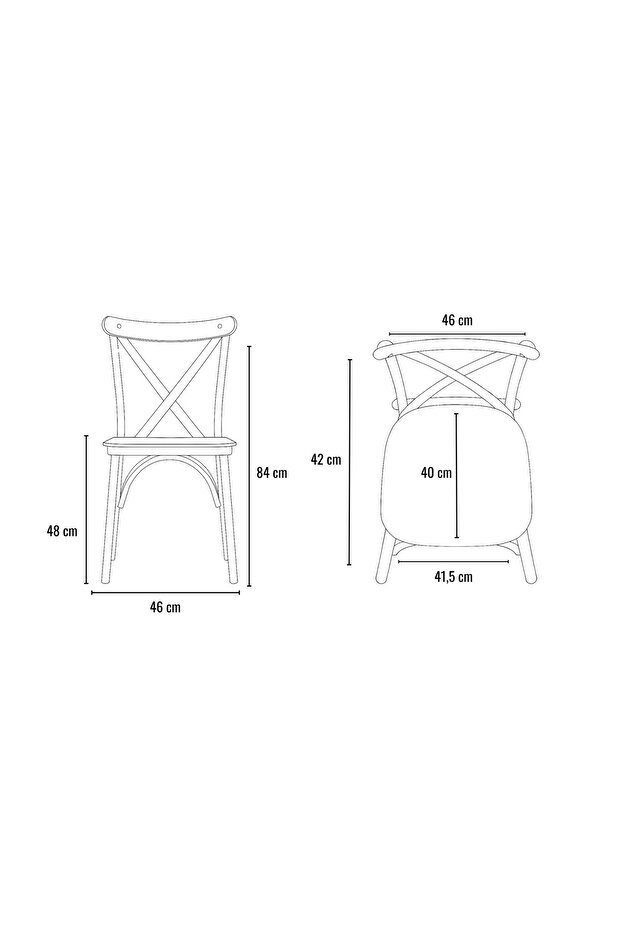 Ahşap Ekol Sandalye Siyah İskelet Ahşap Oturak 2 Adet - 2