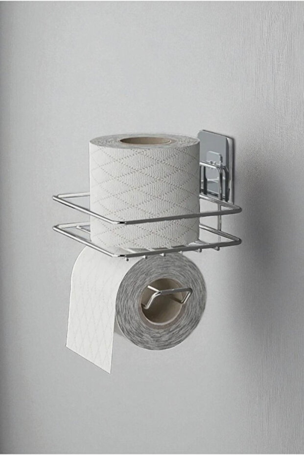 KROM Yapışkanlı Tuvalet Kağıdı Askısı, Kolay Montajlı WC Kağıtlığı Peçeteliği Tutacağı Askılığı - 2