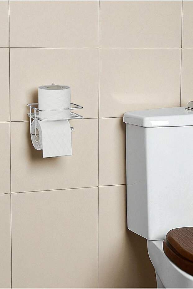 KROM Yapışkanlı Tuvalet Kağıdı Askısı, Kolay Montajlı WC Kağıtlığı Peçeteliği Tutacağı Askılığı - 4
