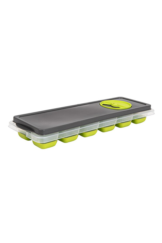 Ice Cube Tray with Opaque Gray Lid - Green Transparent Tray