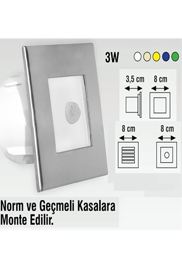 3W Koridor Ayak Sensörlü Led Geçmeli Spot Aydınlatma 10 Adet - 2