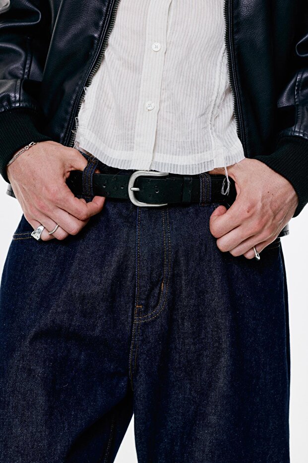 Noktalı suni deri kemer - 3