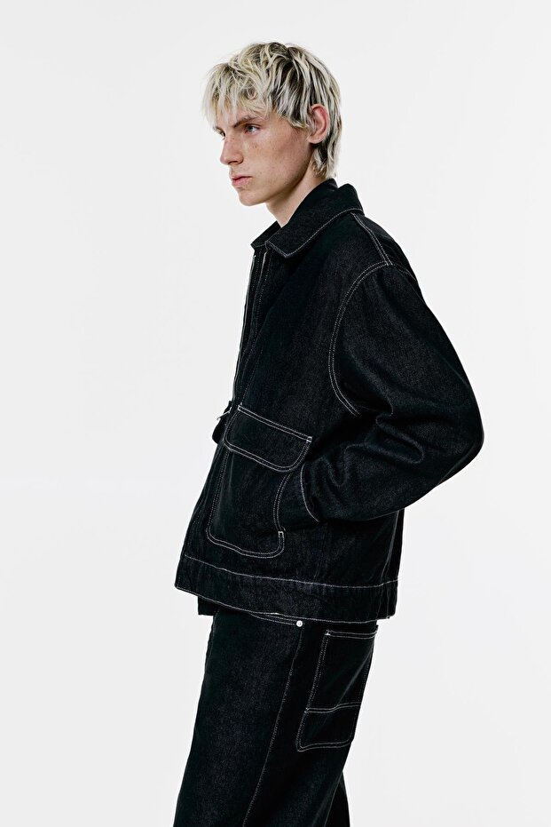 Cepli denim ceket - 5