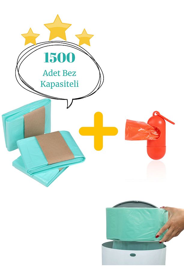 16l Çöp Kutuları Ile Uyumlu - 3 Paket 1500 Adet Bebek Bezi Kapasiteli Paket Yerli Çöp Poşeti - 1