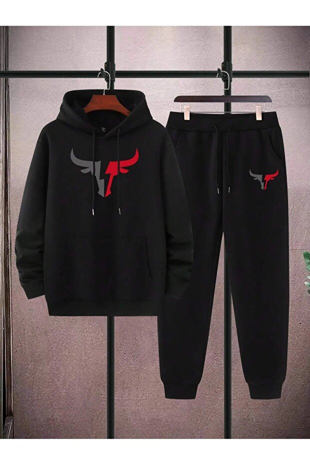 MEN'S PRINTED HOODED TRACKSUIT SET