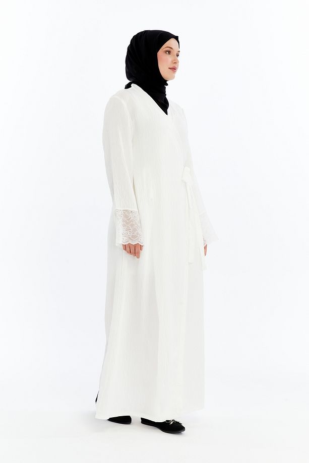 Me-Like Ekru Dantelli Ev-Namaz Elbisesi - 3