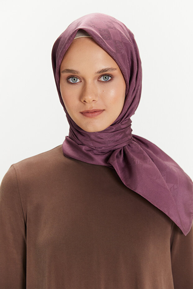 Dama Desenli Logolu Eşarp - 1