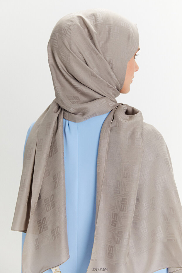 Jakarlı Monogram Şal - 5