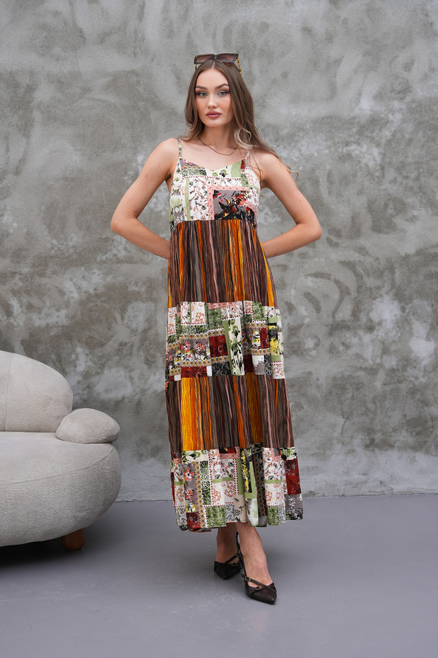 Rochie cu bretele patchwork - 4