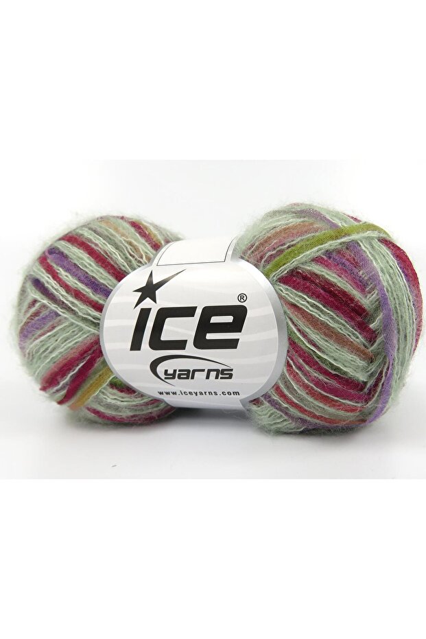 8X50Gr. Toucan Wool, Acrylic Lilac, Burgundy, Green Tones Winter, Wool, Tie-Dye Pattern, Acrylic