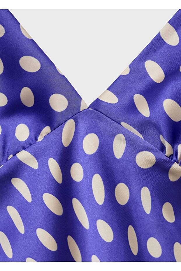 Puantiyeli saten elbise - 7