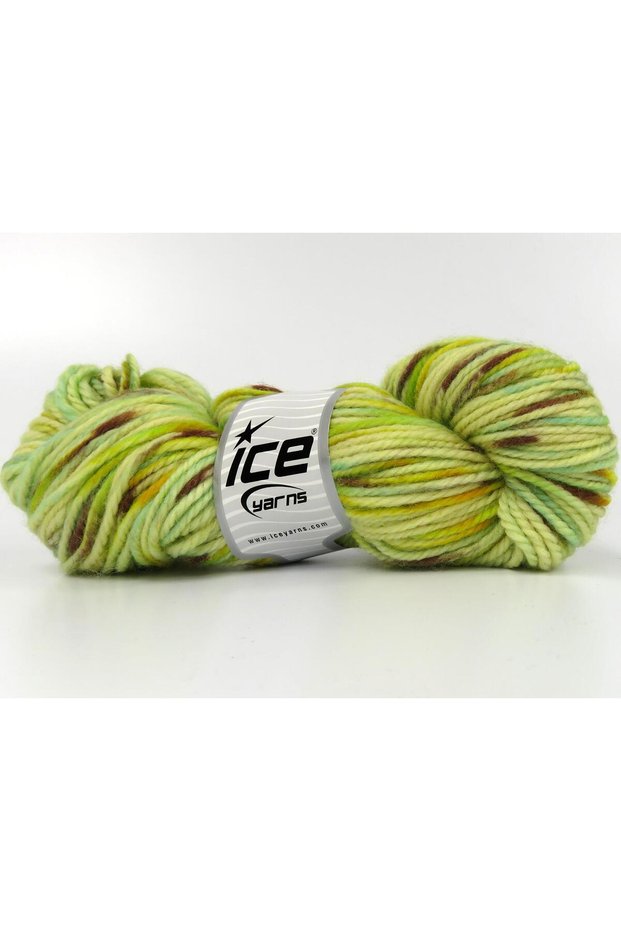 3X100Gr. Organic Wool Bulky Hand Paint Brown, Cream, Gold, Green Tones Luxury, Winter, Wool, 10