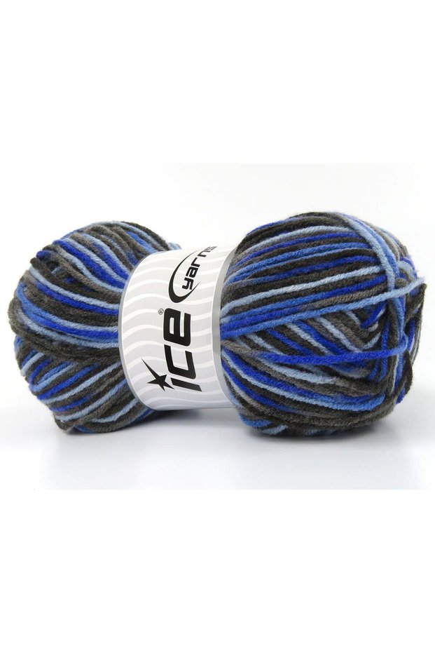 Lot of 4 X 100Gr Skeins Ice Yarns Party Yarn Black Grey Blue Shades