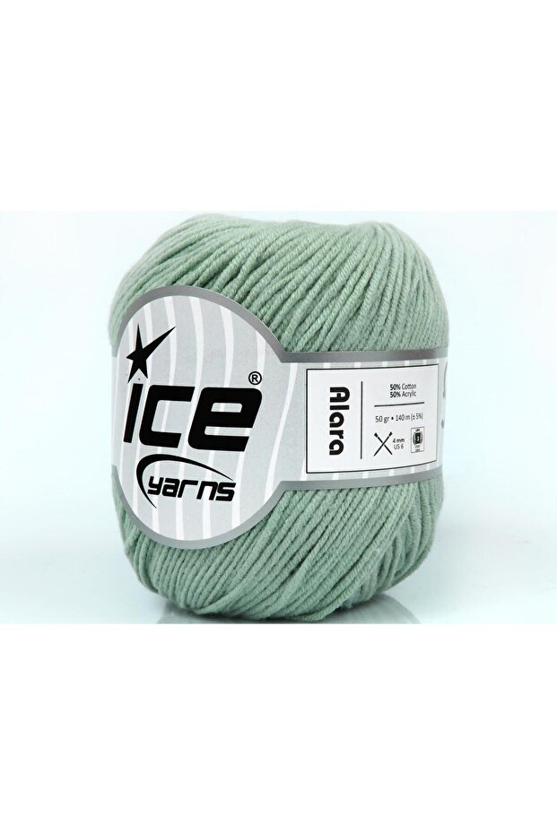 8X50Gr. Alara Cotton, Acrylic Mint Green Summer Yarns, Cotton
