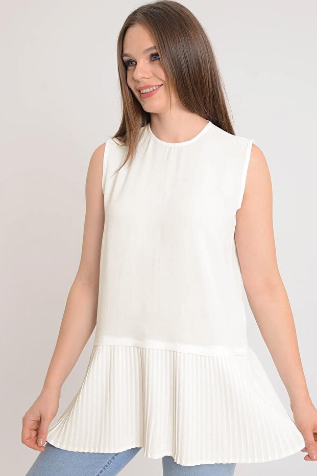 Pleated Combed Cotton Underwear Zero Sleeve Off White Hm2695