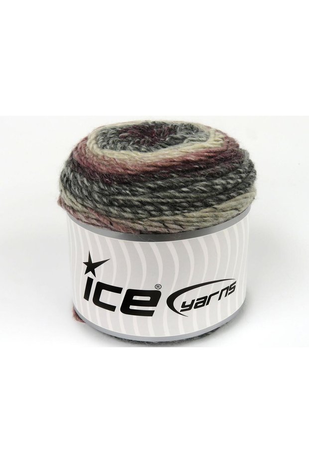 Lot of 3 X 100Gr Skeins Ice Yarns Cakes Melange (15% Wool) Yarn Maroon Pink Grey Shades Cream