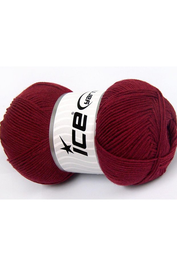 Lot of 4 X 100Gr Skeins Ice Yarns Lorena (50% Cotton) Yarn Burgundy