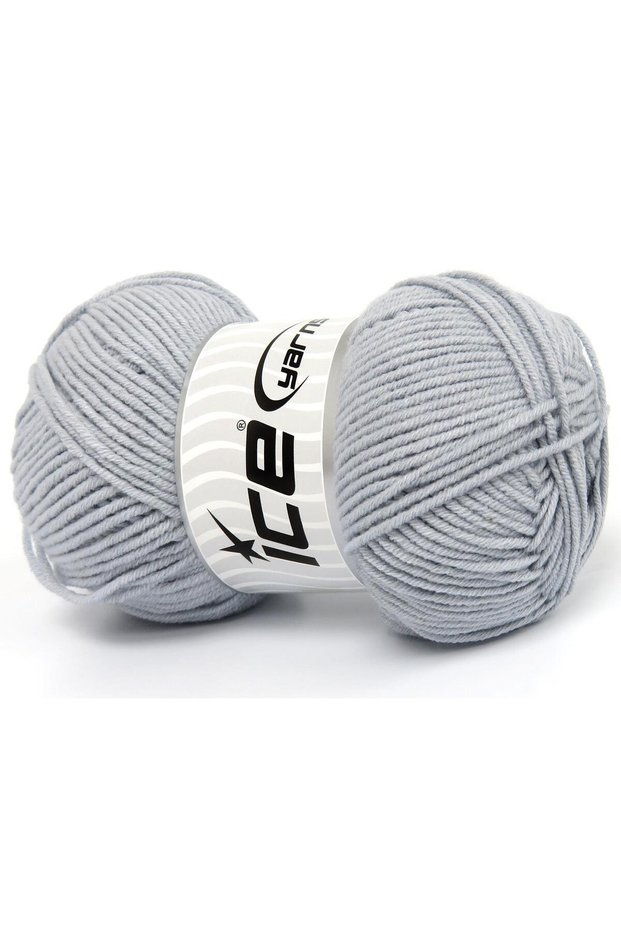 Lot of 4 X 100Gr Skeins Ice Yarns Jeans Cotton Sport (60% Cotton) Yarn Light Grey