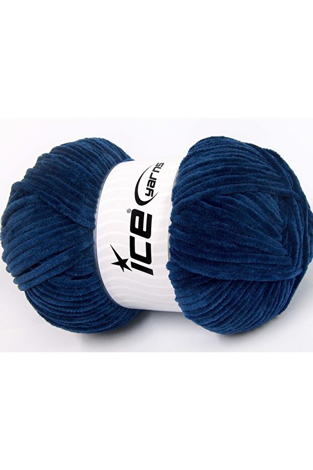 Lot of 4 X 100Gr Skeins Ice Yarns Chenille Baby Light (100% Microfiber) Yarn Navy