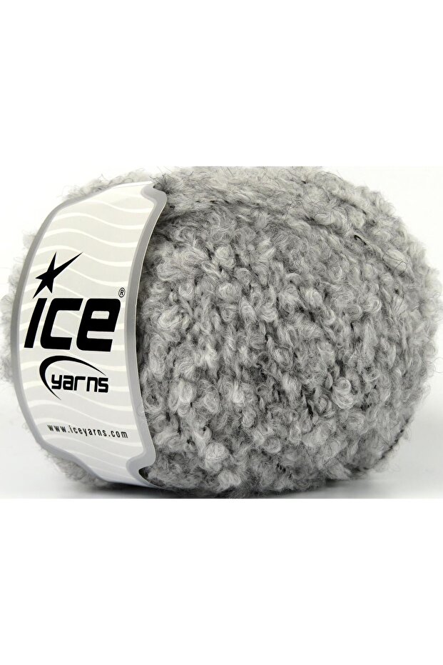 8X50Gr. Alpaca Boucle Viscose, Alpaca, Wool, Acrylic Light Grey Luxury, Alpaca, Winter, Wool, Viscose, Curl