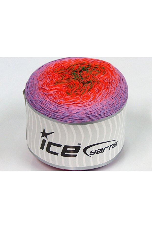 1X250G. Cakes Puzzle Organic Cotton Green, Lilac, Orange, Light Pink Summer Yarns, Organic Cotton