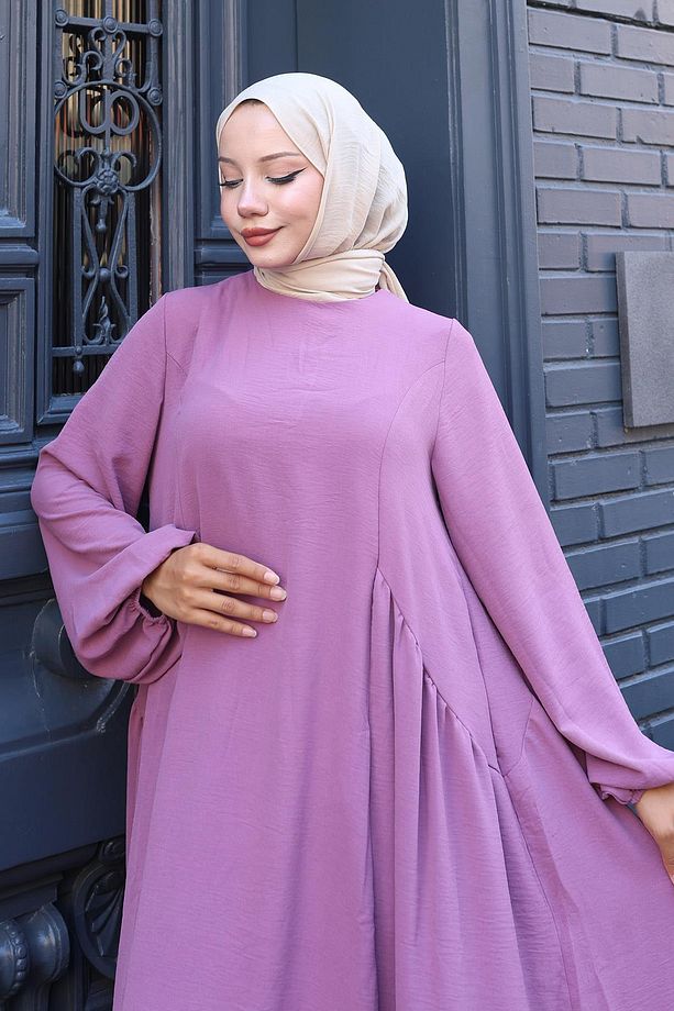 Eva Ayrobin Tesettür Elbise Lila HM2454 - 8