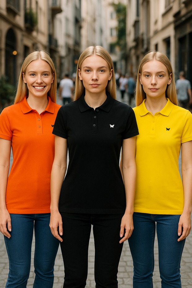 Women's Embroidered 3 Pack Summer Tight Polo Neck T-Shirt