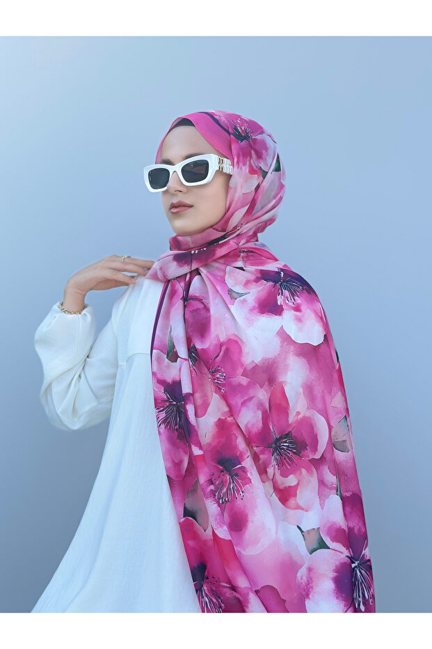 شال قطن بنمط الأزهار - 2