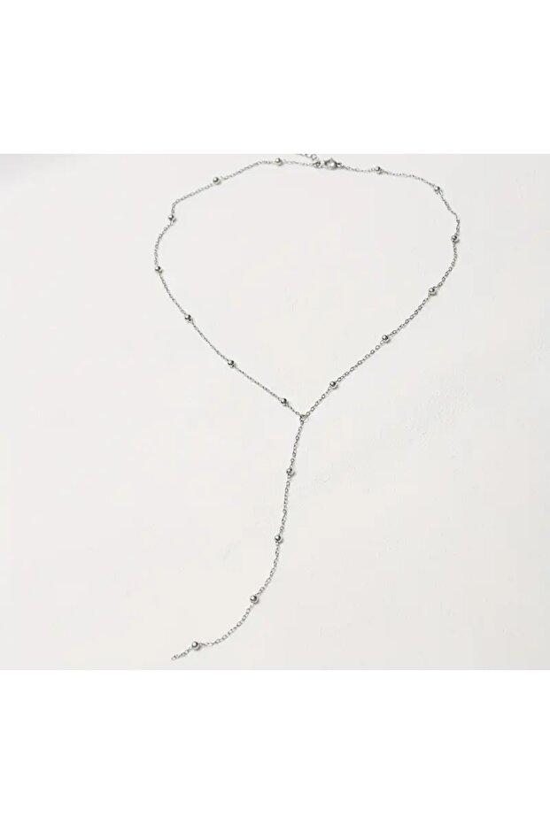 Gümüş Renk Çelik Y Kolye - 2