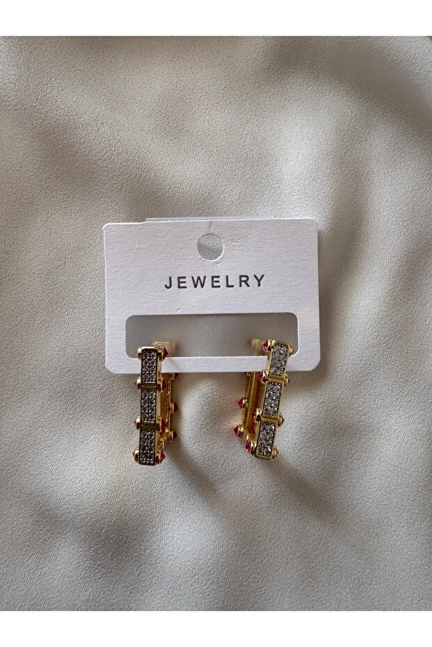 أقراط موديل سيريناي مستطيلة من حجر الزركون - 4