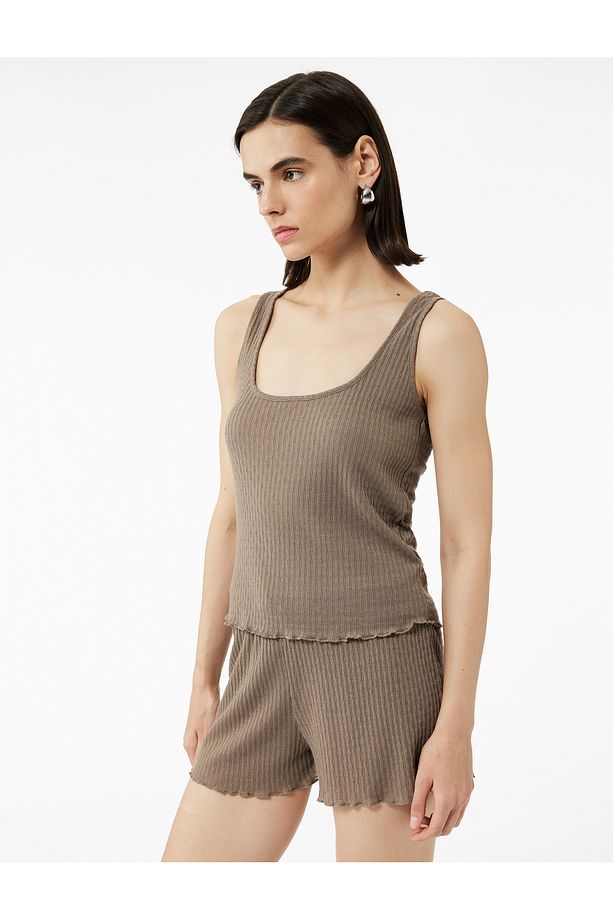Rahat Kalıp Beli Bağcıklı Mini Şort Pijama Altı - 2