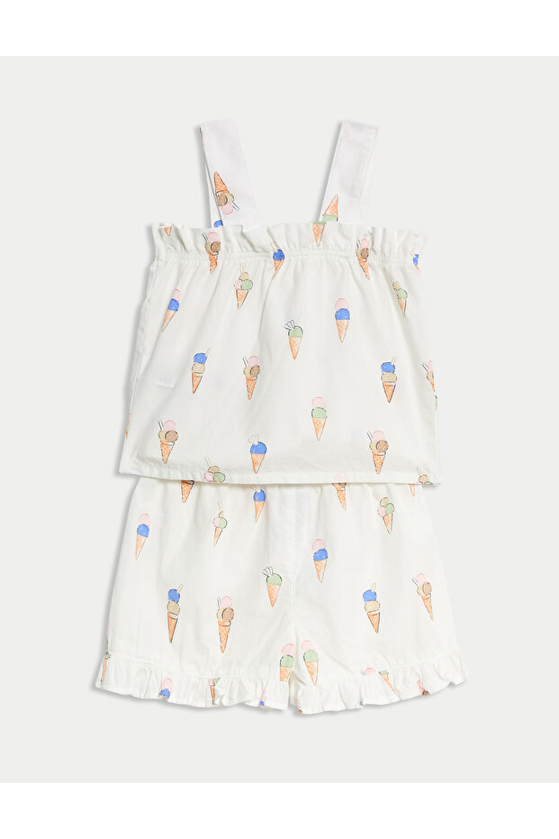 Saf Pamuklu Dondurma Desenli Pijama Takımı (1–3 Yaş) - 2