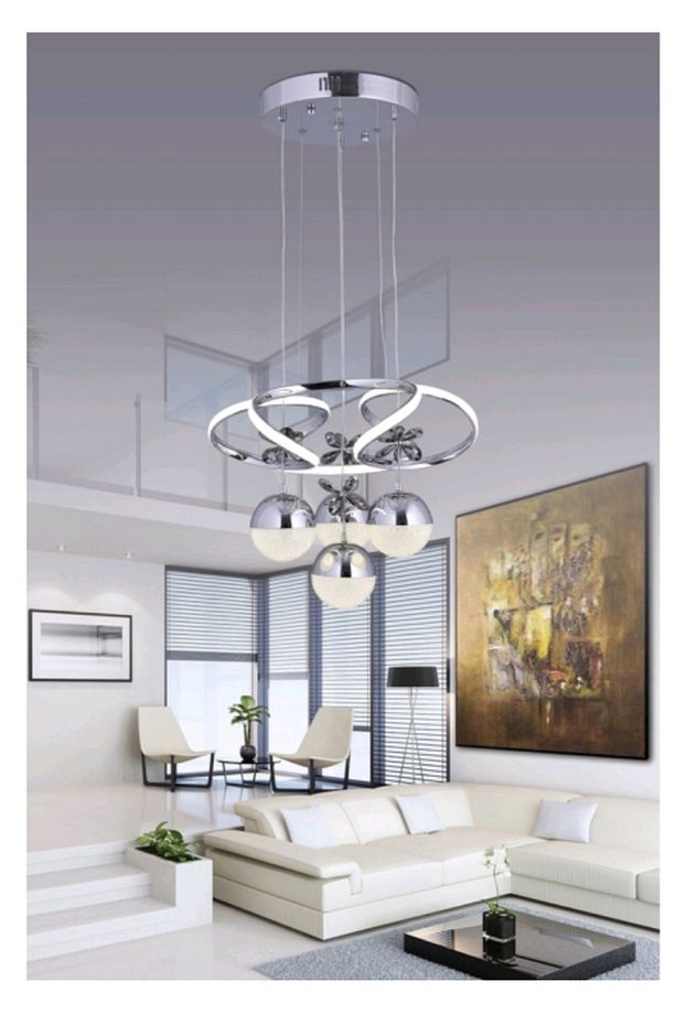 3 renkli ledli krom salon avize - 1