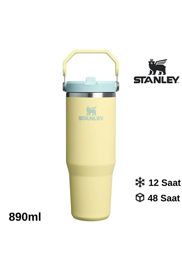 The IceFlow Flip Straw Pipetli Termos Bardak 0.89 LT Matara SARI - 1