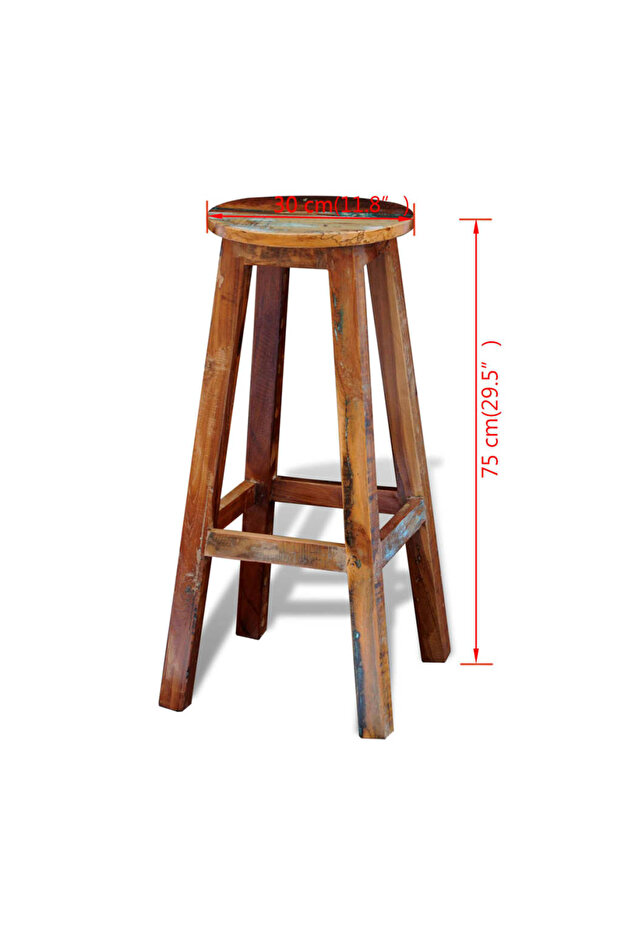 Bar Stool Solid Reclaimed Wood - 3
