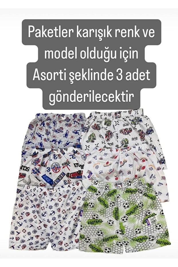 SDF Asorti Karışık Renk ve Model 3lü Erkek Boxer Set 1037 - 1