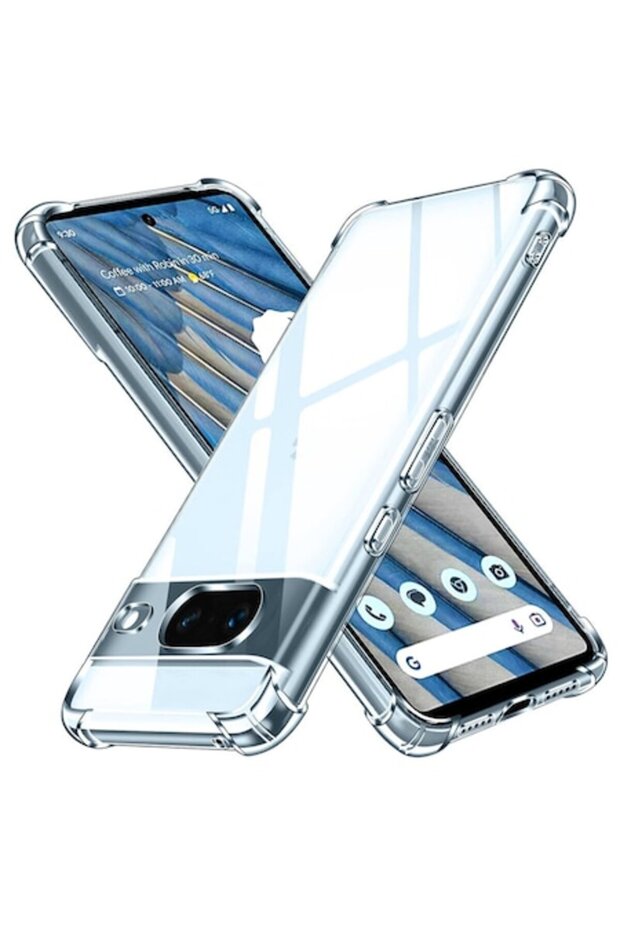 Shockproof Clear Silicone Protective Case Compatible with Google Pixel 8a, Transparent - 1