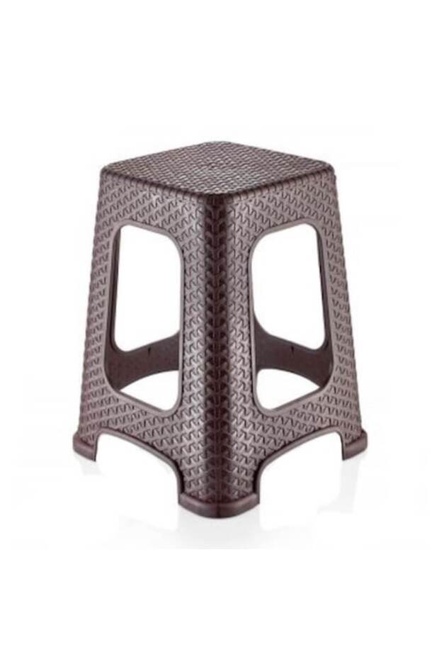 Taburetă, tip ratan, plastic, maro, înălțime 46 cm